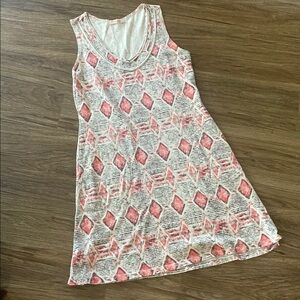 Fresh Produce Sundress M Ikat Cotton Knit USA Made Beach Cruise Pink Taupe